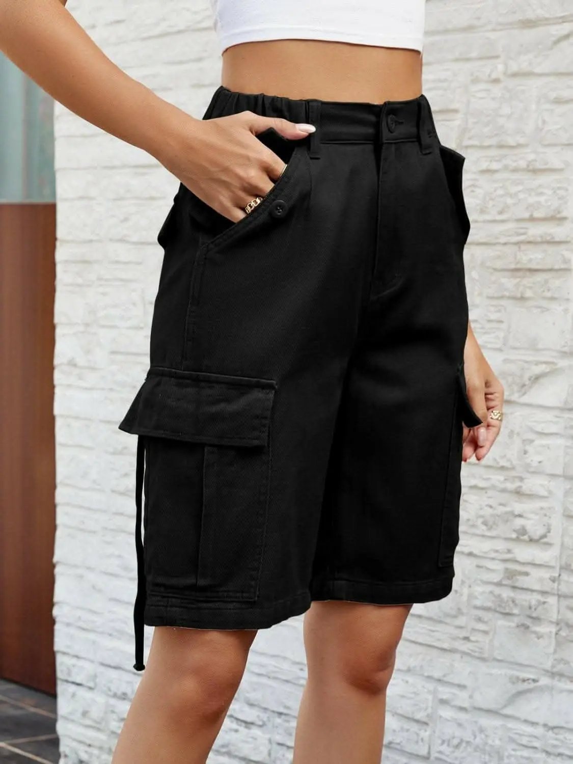 Chic high-rise denim shorts - Love Salve